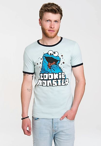 LOGOSHIRT T-Shirt "Cookie Monster", mit farblich abgesetzten Bündchen günstig online kaufen