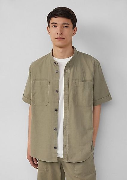 s.Oliver Kurzarmhemd Relaxed Fit: Kurzarmhemd mit Stehkragen aus Leinenmix günstig online kaufen