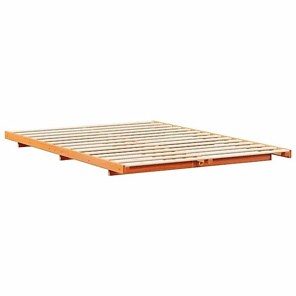 vidaXL Bodenbettgestell Wachsbraun 140 x 220 cm Massivholz Kiefer 873132 günstig online kaufen