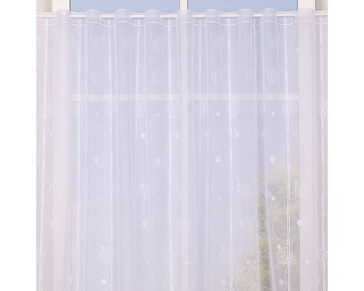 SCHÖNER LEBEN. Meterware Scheibengardine Stickerei Meterware Leinenstruktur günstig online kaufen