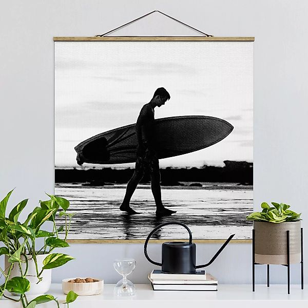 Stoffbild mit Posterleisten Surferboy im Schattenprofil günstig online kaufen