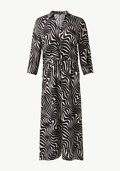 Comma Maxikleid Gemustertes Hemdblusenkleid mit Tunnelzug günstig online kaufen