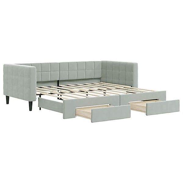 vidaXL Ausziehbett, Tagesbett Ausziehbar mit Schubladen Hellgrau 90x190 cm günstig online kaufen