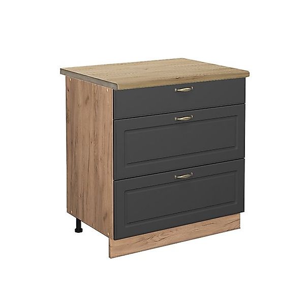 Vicco Küchenunterschrank Fame-Line Anthrazit-Gold/Goldkraft Eiche 80 cm mit günstig online kaufen