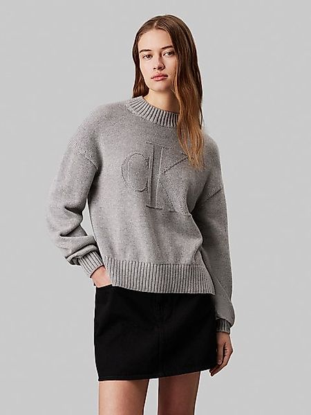 Calvin Klein Jeans Rundhalspullover CK INTARSIA LOOSE SWEATER mit Logostick günstig online kaufen