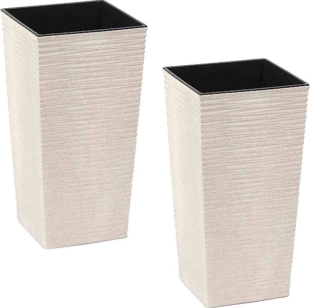 Siena GardenPflanzgefäß - Set 2 teilig Eco Nizza Weiß 30x30x57 cm günstig online kaufen
