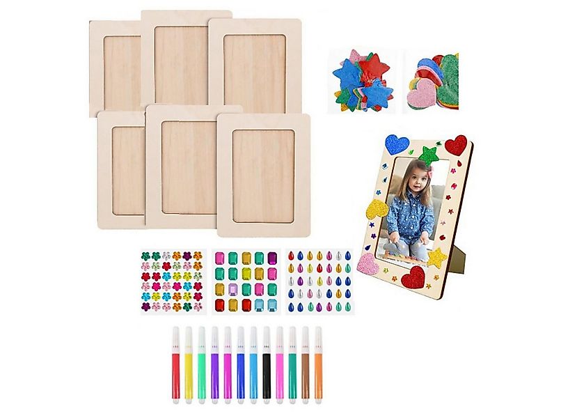 Coonoor Bilderrahmen-Set Holzrahmen zum Bemalen für Kinder, Bastelset mit G günstig online kaufen