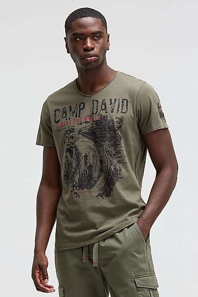 CAMP DAVID V-Shirt, mit offenen Kanten günstig online kaufen