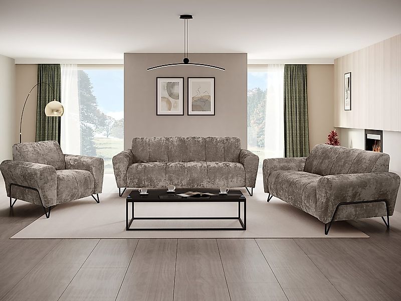 Beautysofa Polstergarnitur mit Metallbeine in schwarzer günstig online kaufen