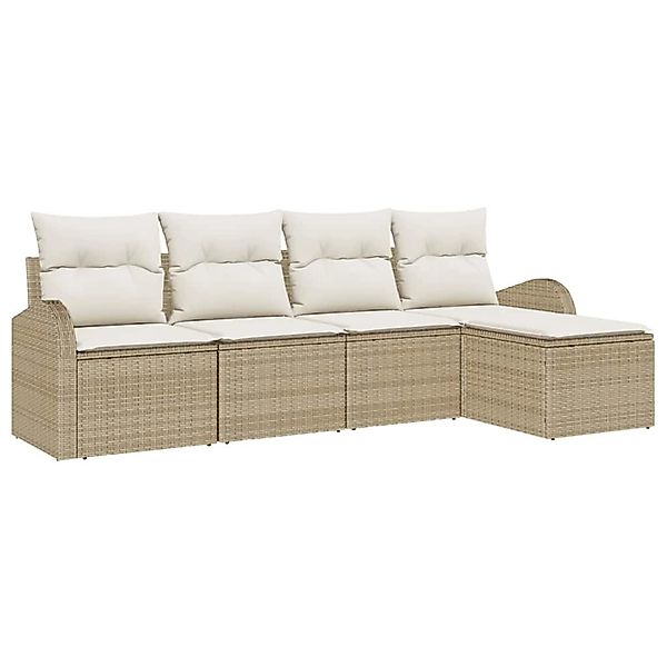 vidaXL Garten-Sofa-Set mit Kissen 5-Tlg Beige Poly Rattan 3346001 günstig online kaufen