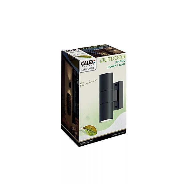 Calex Außenwandlampe GU10 Edelstahl, up/down, 17 cm, schwarz günstig online kaufen