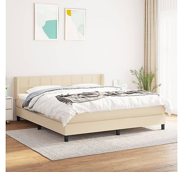 vidaXL Boxspringbett Boxspringbett mit Matratze Creme 180x200 cm Stoff Bett günstig online kaufen