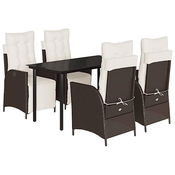vidaXL 5-Tlg Garten-Essgruppe mit Kissen Braun Poly Rattan 3213415 günstig online kaufen