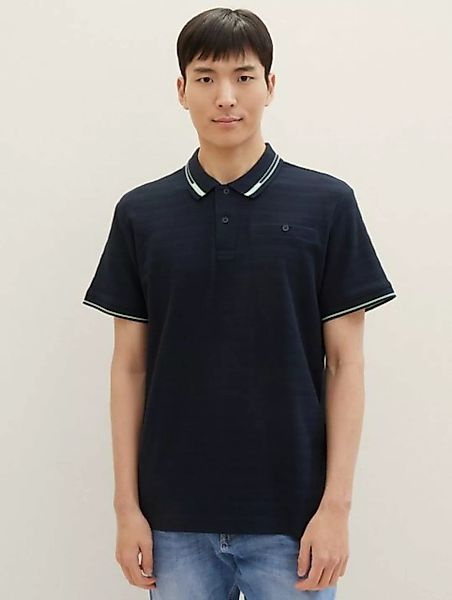 TOM TAILOR Poloshirt Poloshirt mit Struktur mit abgesetzten Rippbündchen günstig online kaufen