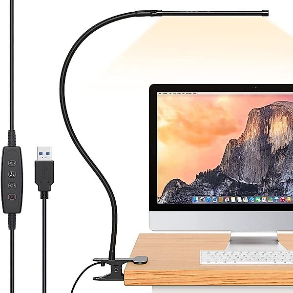 MUPOO LED Schreibtischlampe LED Klemmleuchten,3 Farbtemperatur,Clip-on-Lamp günstig online kaufen