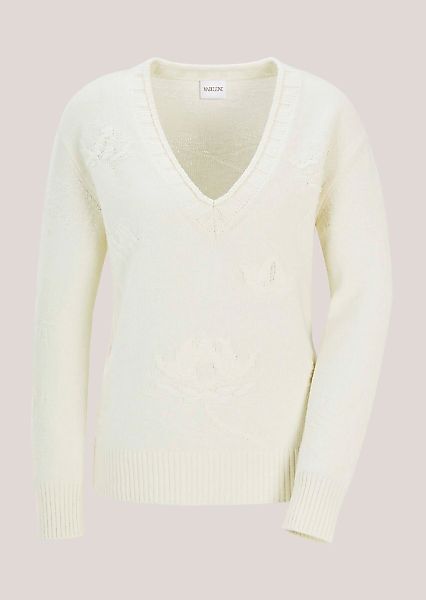 MADELEINE Longpullover "Kaschmirpullover Eleganter Strickpullover mit flora günstig online kaufen
