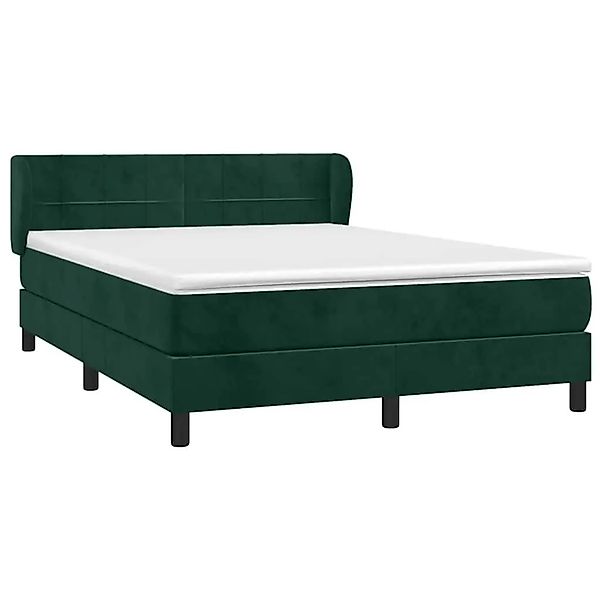 vidaXL Boxspringbett mit Matratze Dunkelgrün 140x200 cm Samt 3127496 günstig online kaufen