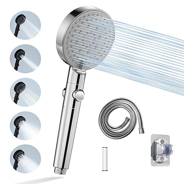 Nettlife Handbrause Regenduschkopf Chrom 5 Strahlarten günstig online kaufen