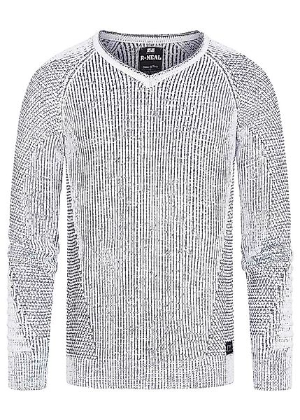 R-NEAL V-Ausschnitt-Pullover V-Neck Ripped Grobstrick Pullover günstig online kaufen