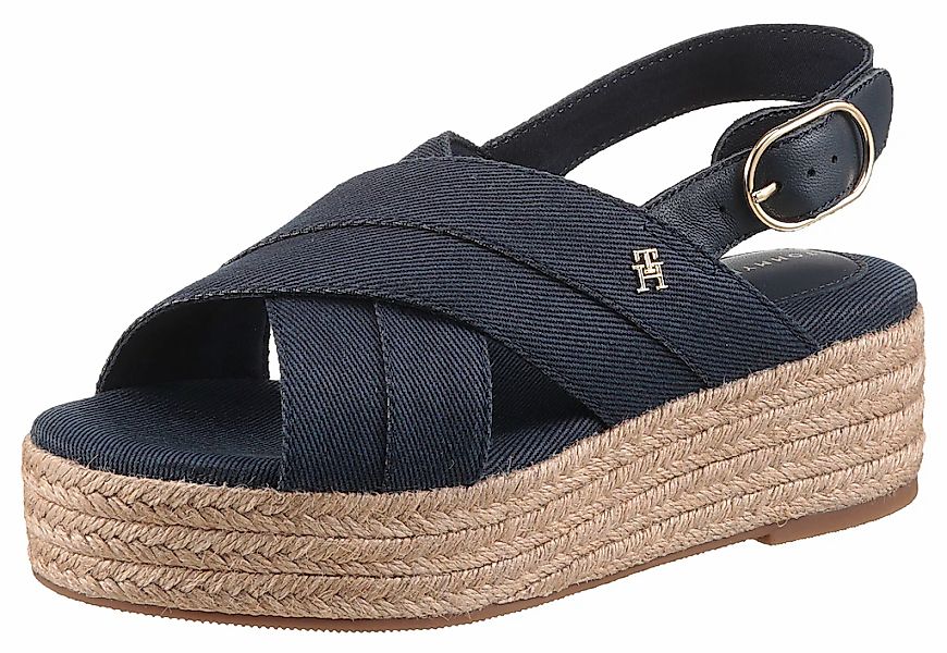 Tommy Hilfiger DENIM ESPADRILLE PLATFORM SANDAL Keilsandalette, Plateau, Ri günstig online kaufen
