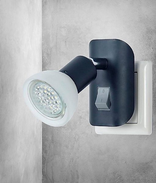TRANGO LED Steckdosenleuchte, 11-045 LED Steckerlicht in Schwarz matt mit L günstig online kaufen