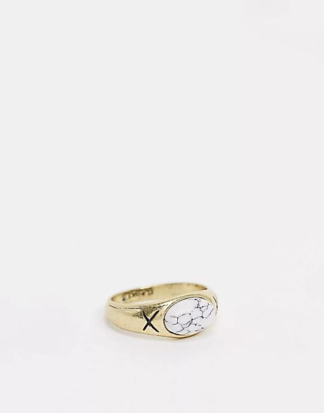 Classics 77 – Goldfarbener Ring mit ovalem Stein günstig online kaufen