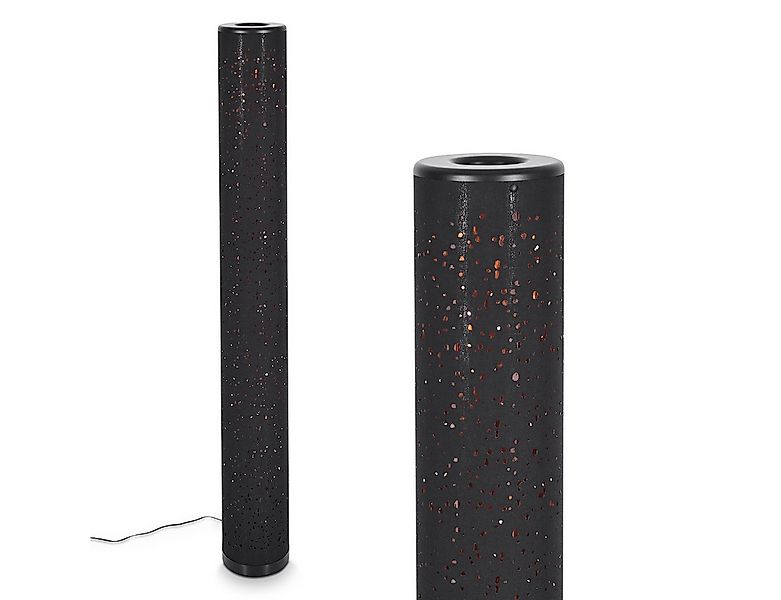hofstein Stehlampe »Laerru« runde Bodenlampe aus Metall/Stoff in Schwarz/Ku günstig online kaufen