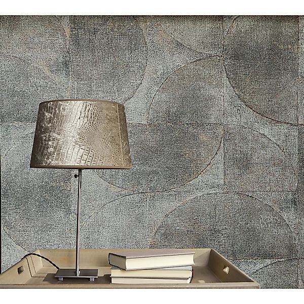 Marburg Vliestapete Vintage Deluxe geometrische Struktur Dunkelgrau-Blau FS günstig online kaufen