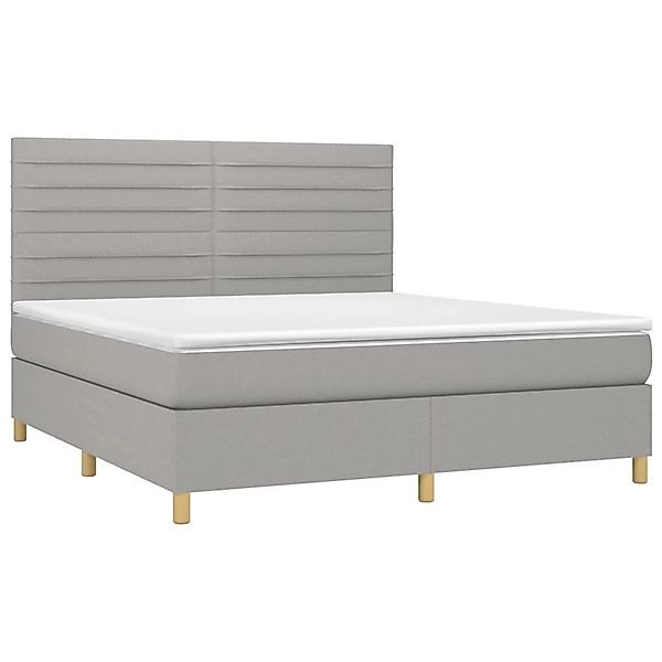 vidaXL Boxspringbett mit Matratze & LED Hellgrau 160x200 cm Stoff 3135525 günstig online kaufen