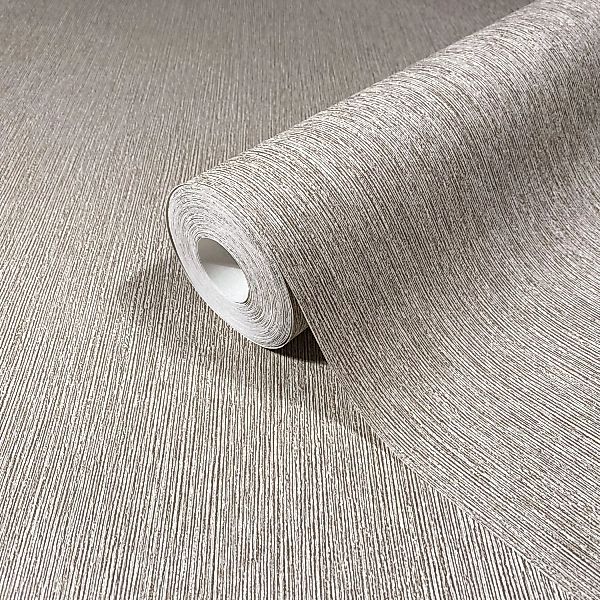 Marburg Vliestapete Uni Feine Linien Modern 10,05 m x 0,53 m Grau-Beige günstig online kaufen