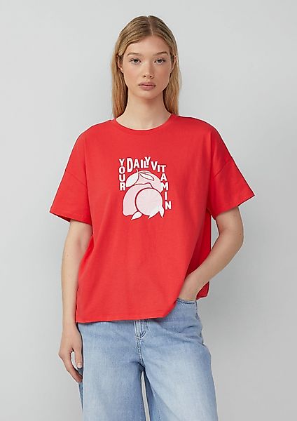 QS Kurzarmshirt Baumwollshirt mit überschnittener Schulter günstig online kaufen