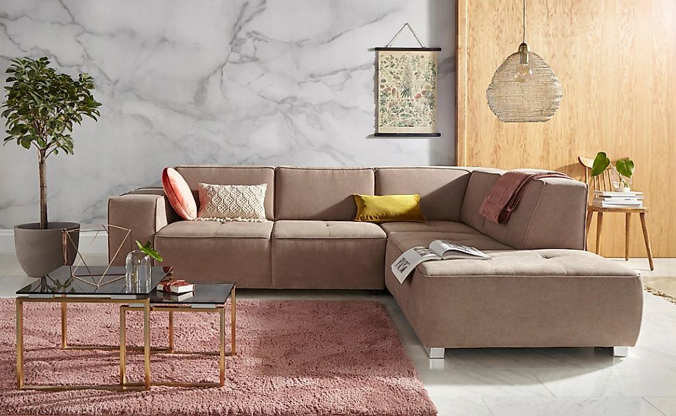 Home affaire Ecksofa "Sapporo L-Form" wahlweise Bettfunktion oder Sitztiefe günstig online kaufen