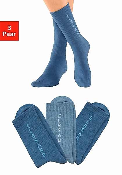 Elbsand Socken Packung, 3 Stk. tlg. mit eingestricktem Schriftzug günstig online kaufen