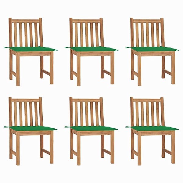Gartenstühle 6 Stk. Mit Kissen Massivholz Teak günstig online kaufen