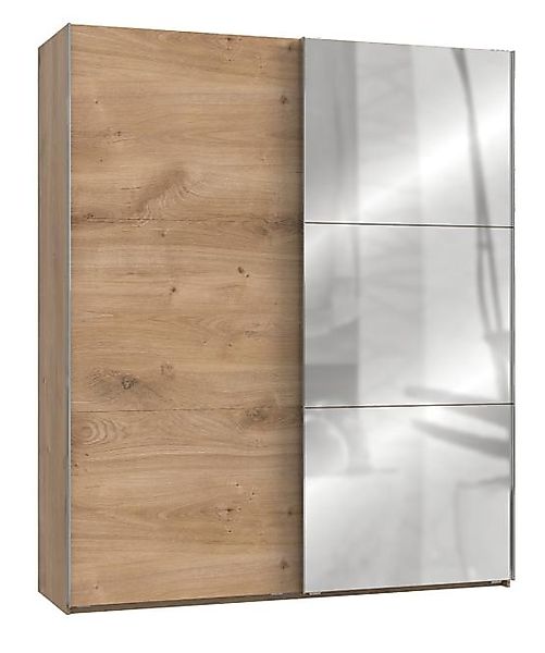 Schwebetürenschrank 200 cm breit mit Spiegel Holzoptik Braun LEVEL36 A günstig online kaufen