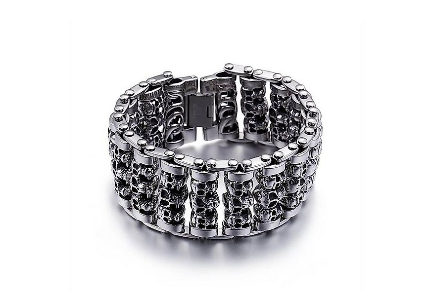 UNIQAL.de Edelstahlarmband Panzerarmband Herren "SKELETON KING" Totenkopf A günstig online kaufen