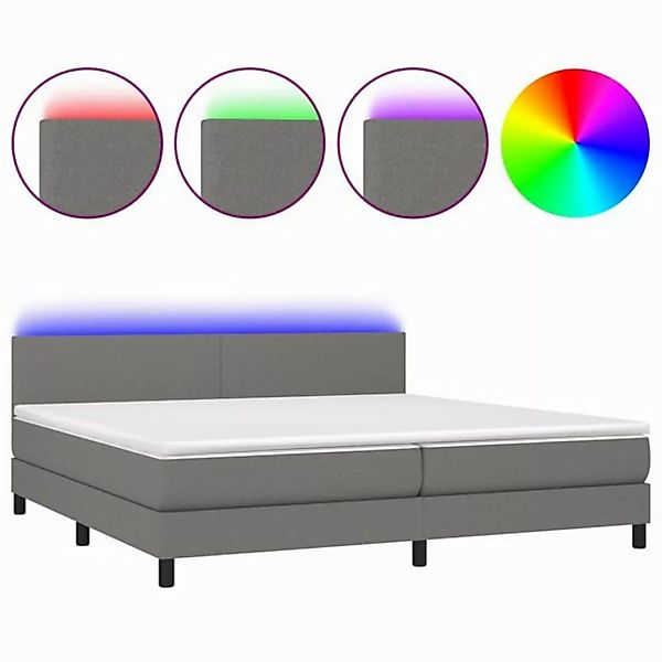 vidaXL Boxspringbett Boxspringbett mit Matratze LED Dunkelgrau 200x200 cm S günstig online kaufen