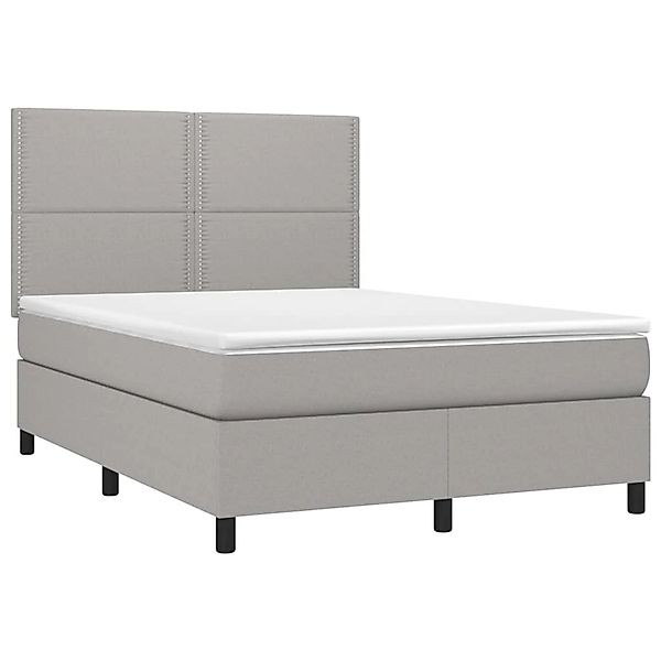 vidaXL Boxspringbett mit Matratze & LED Hellgrau 140x200 cm Stoff 3134797 günstig online kaufen