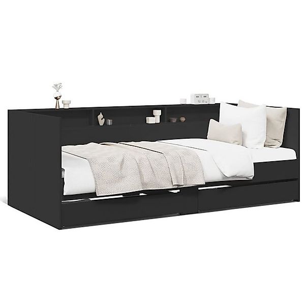 vidaXL Bett, Tagesbett mit Schubladen Schwarz 75x190 cm Holzwerkstoff günstig online kaufen