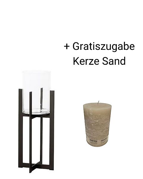 Windlicht Bolton - Elegantes Windlicht aus Eisen, schlichtes & warmes Desig günstig online kaufen