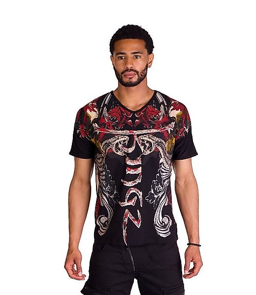 KINGZ T-Shirt Totenkopf Shirt mit All-Over Print Schwarz S günstig online kaufen