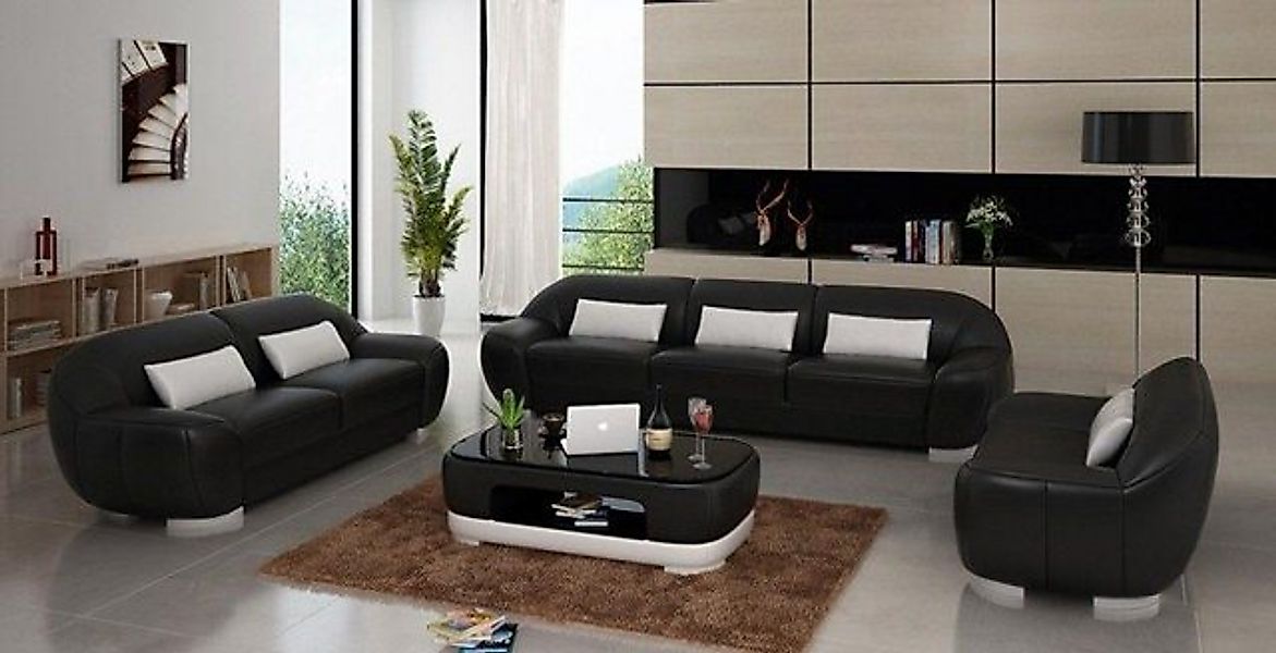 JVmoebel Sofa Weiße Sofagarnitur 3+2+1 Couch Polster Sitz Leder Garnitur De günstig online kaufen