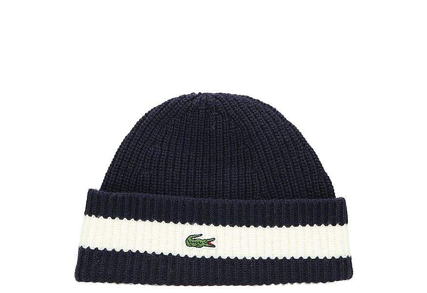 Lacoste Strickmütze Unisex Beanie - Mütze aus gerippter Wolle (navy blue/fl günstig online kaufen