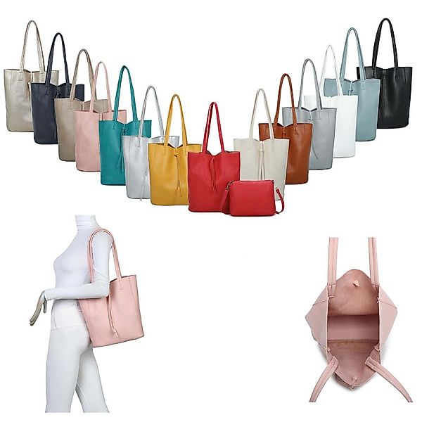 ITALYSHOP24 Schultertasche SET 2in1 Damen Tasche günstig online kaufen