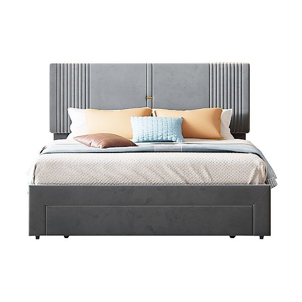 REDOM Polsterbett mit Lichtleiste und USB-Buchse,Doppelbett günstig online kaufen