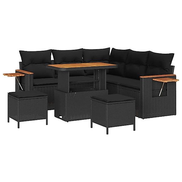 vidaXL Gartensofa-Set mit Kissen 9 Stk Schwarz Poly-Rattan 3365124 günstig online kaufen