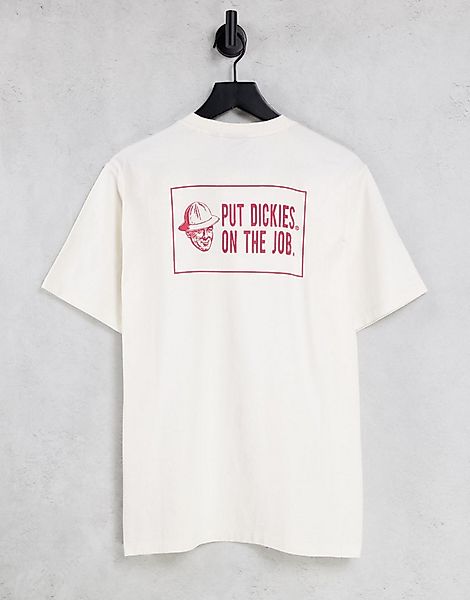 Dickies – Storden – T-Shirt in Ecru mit Rückenprint-Weiß günstig online kaufen