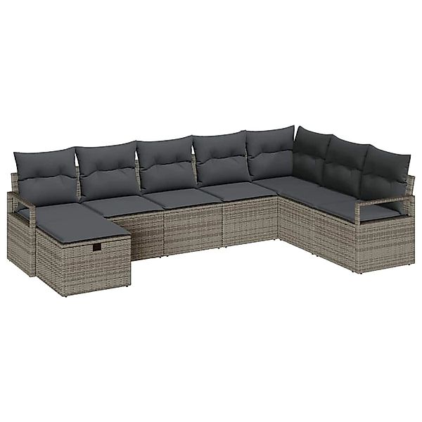 vidaXL Garten-Sofa-Set 8-Tlg Grau Poly Rattan 3360560 günstig online kaufen