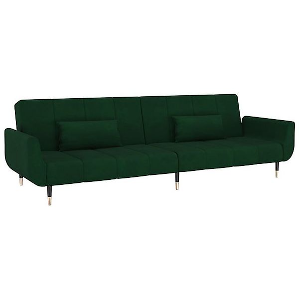 vidaXL Schlafsofa, Sofa 2-Sitzer mit 2 Kissen Dunkelgrün Samt günstig online kaufen