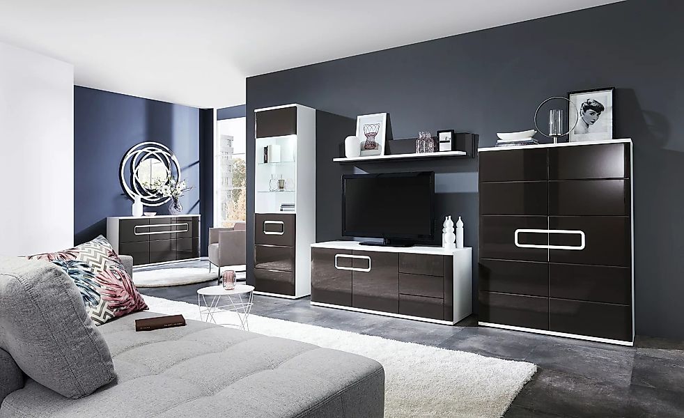 uno Wohnwand  Talia ¦ schwarz ¦ Maße (cm): B: 320 H: 207 T: 48.0 Kommoden & günstig online kaufen